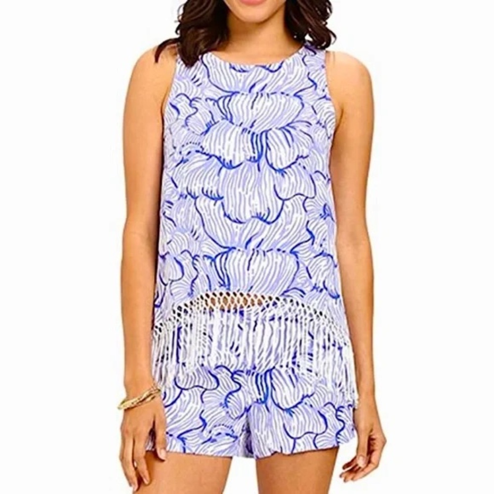 Lilly Pulitzer Floral Print Fringe Shorts Set